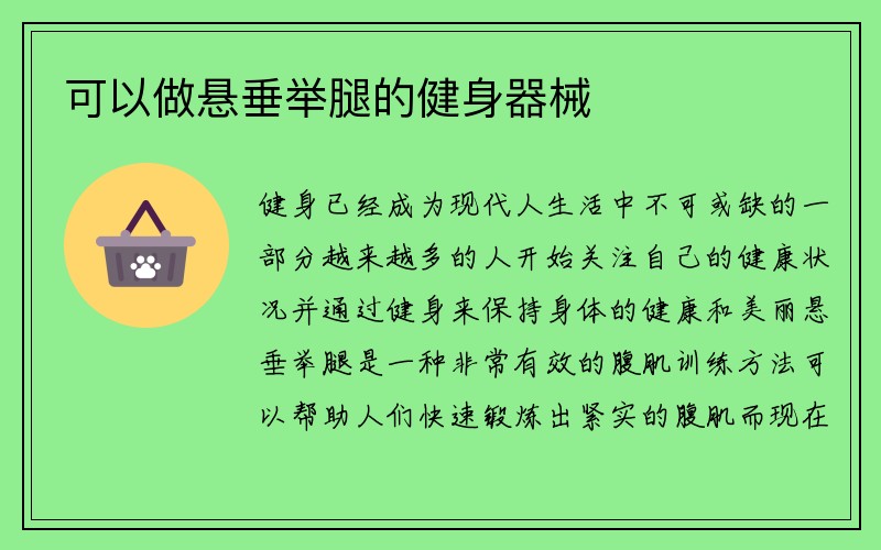 可以做悬垂举腿的健身器械