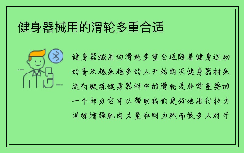 健身器械用的滑轮多重合适